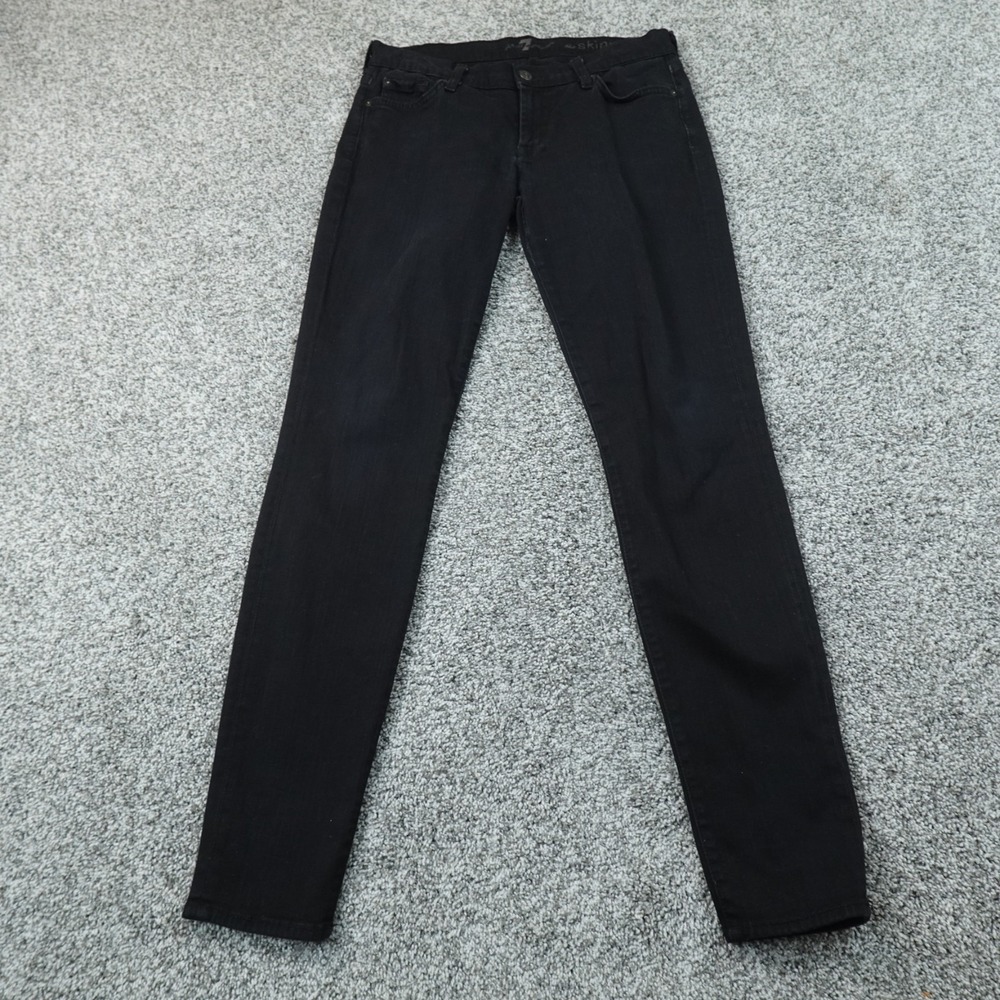 7 For All Mankind Jeans Womens 28 Dark Black Denim Pants The Skinny Stretch USA